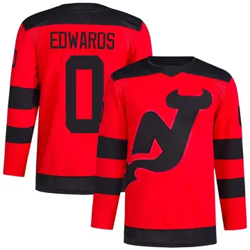 Men's Ethan Edwards New Jersey Devils ＃0 Authentic Red 2024 Stadium Series Primegreen Jersey