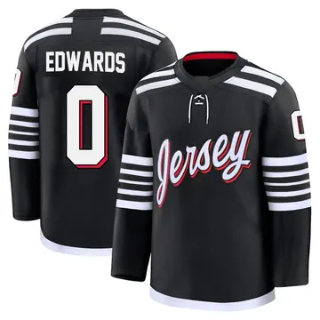 Men's Ethan Edwards New Jersey Devils ＃0 Premium Black Alternate Jersey