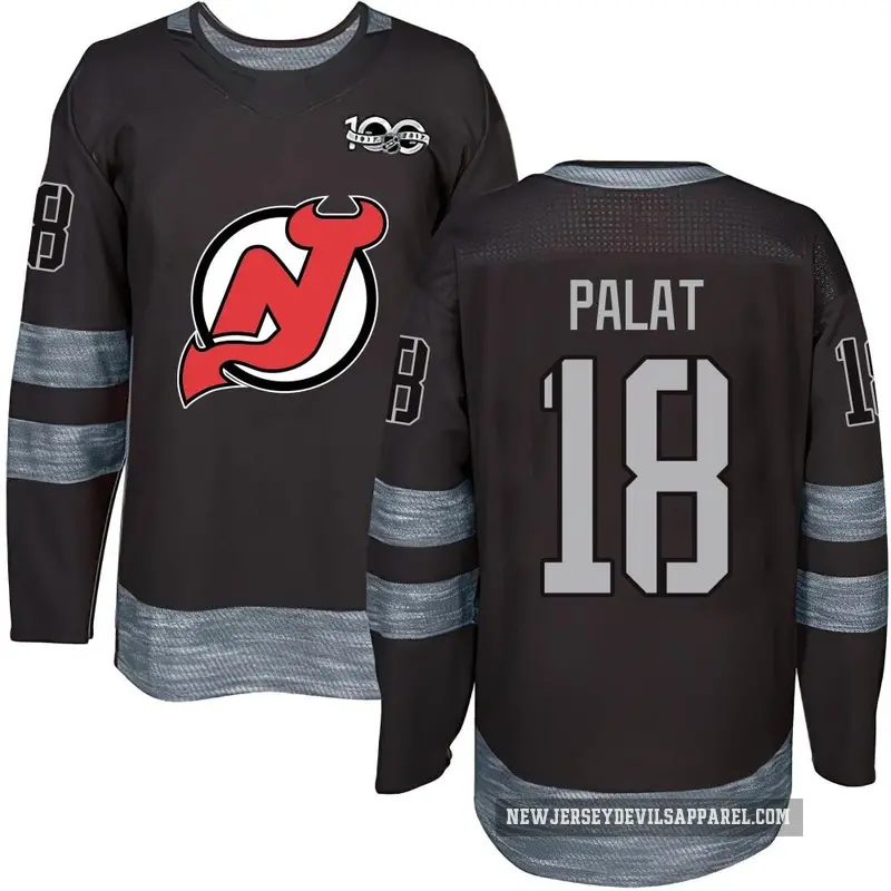 Men's Ondrej Palat New Jersey Devils ＃18 Authentic Black 1917-2017 100th Anniversary Jersey