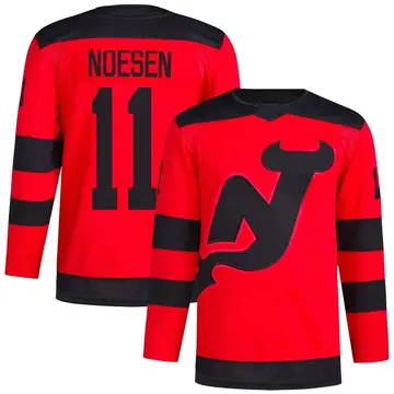 Men's Stefan Noesen New Jersey Devils ＃11 Authentic Red 2024 Stadium Series Primegreen Jersey