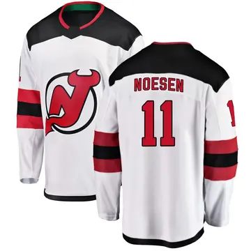 Men's Stefan Noesen New Jersey Devils ＃11 Breakaway White Away Jersey