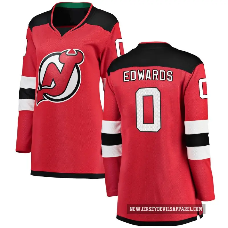 Women's Ethan Edwards New Jersey Devils ＃0 Breakaway Red Home Jersey