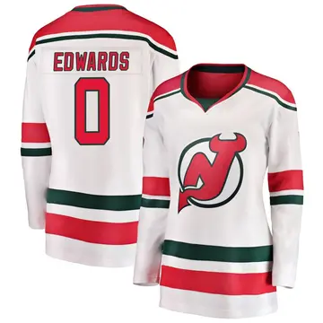 Women's Ethan Edwards New Jersey Devils ＃0 Breakaway White Alternate Jersey