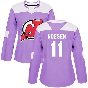 Women's Stefan Noesen New Jersey Devils ＃11 Authentic Purple Fights Cancer Practice Jersey
